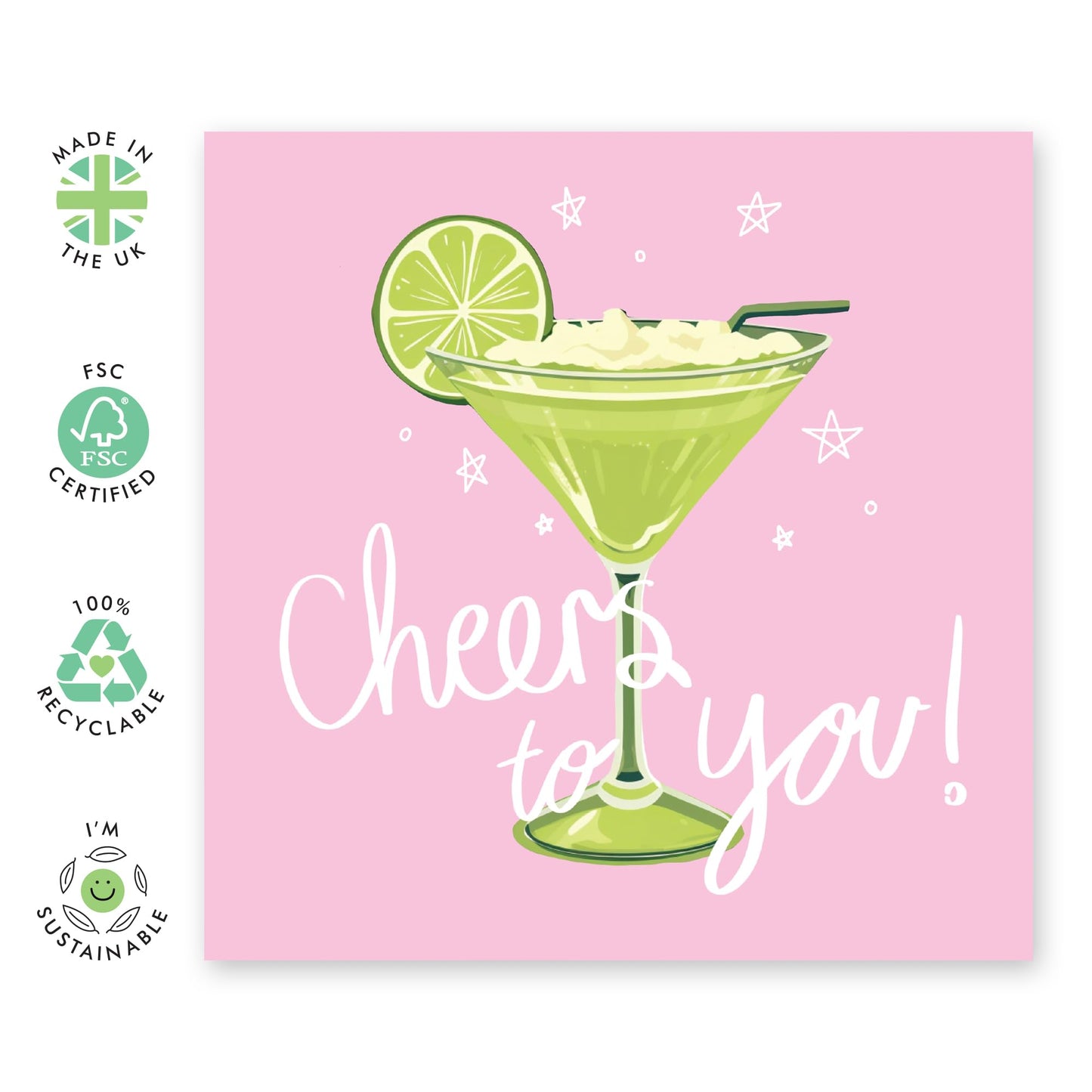 Friend Birthday Card For Women - Cheers To You - Cocktails Celebration - Thank You Congratulations Greeting Cards For Friends - Friend Card - Comes With Stickers By Central 23