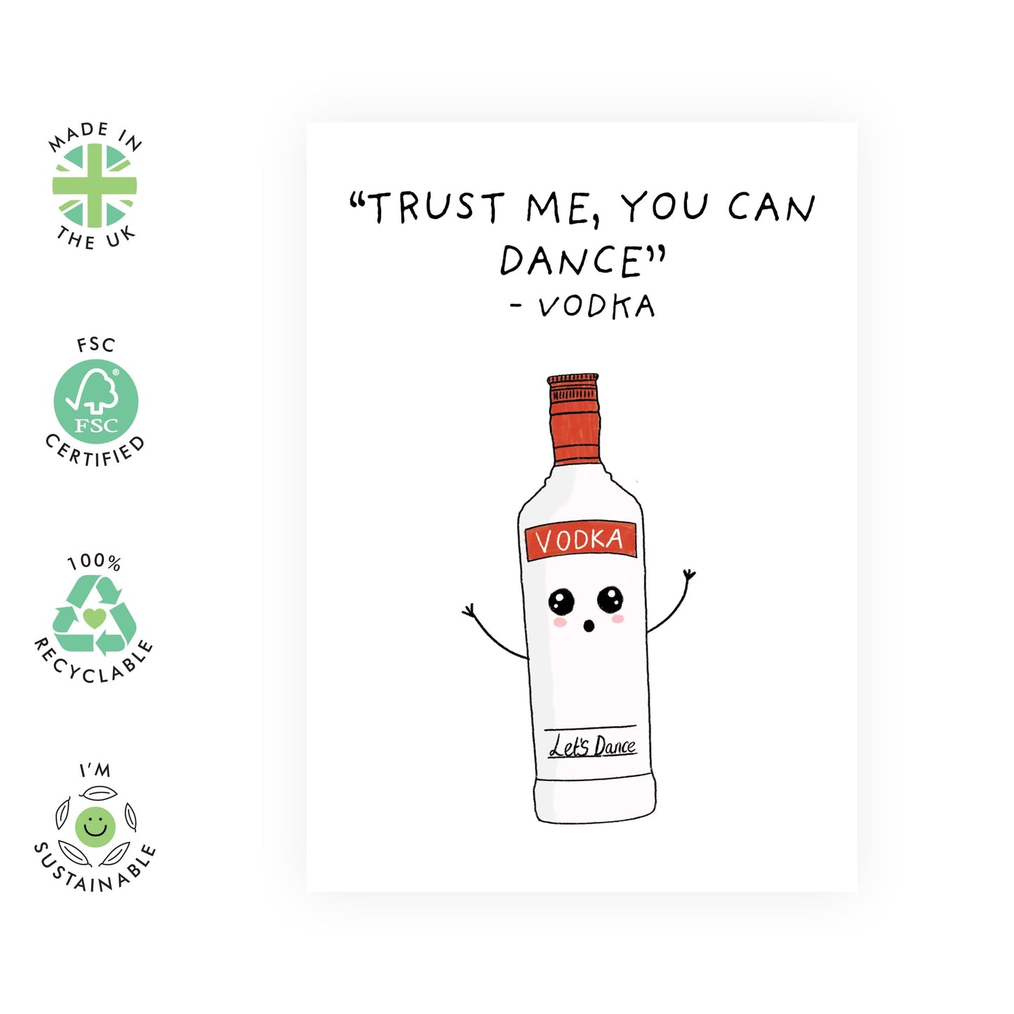 Hilarious Birthday Card Before Party - 'Vodka Dance' - Gifts for Colleagues, Co-workers, Officemate, Partner, Him, Her, Mates, Bruv, Friends - Getting Drunk - Comes with Fun Stickers