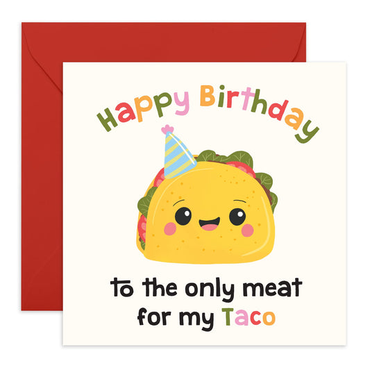 Birthday Greeting Card - 'MEAT TO TACO BIRTHDAY' - Perfect for Every Taco Lovers and Birthday Celebrations - Ideal for Adding A Twist of Fun to Any Birthdays - Comes With Stickers By Central 23