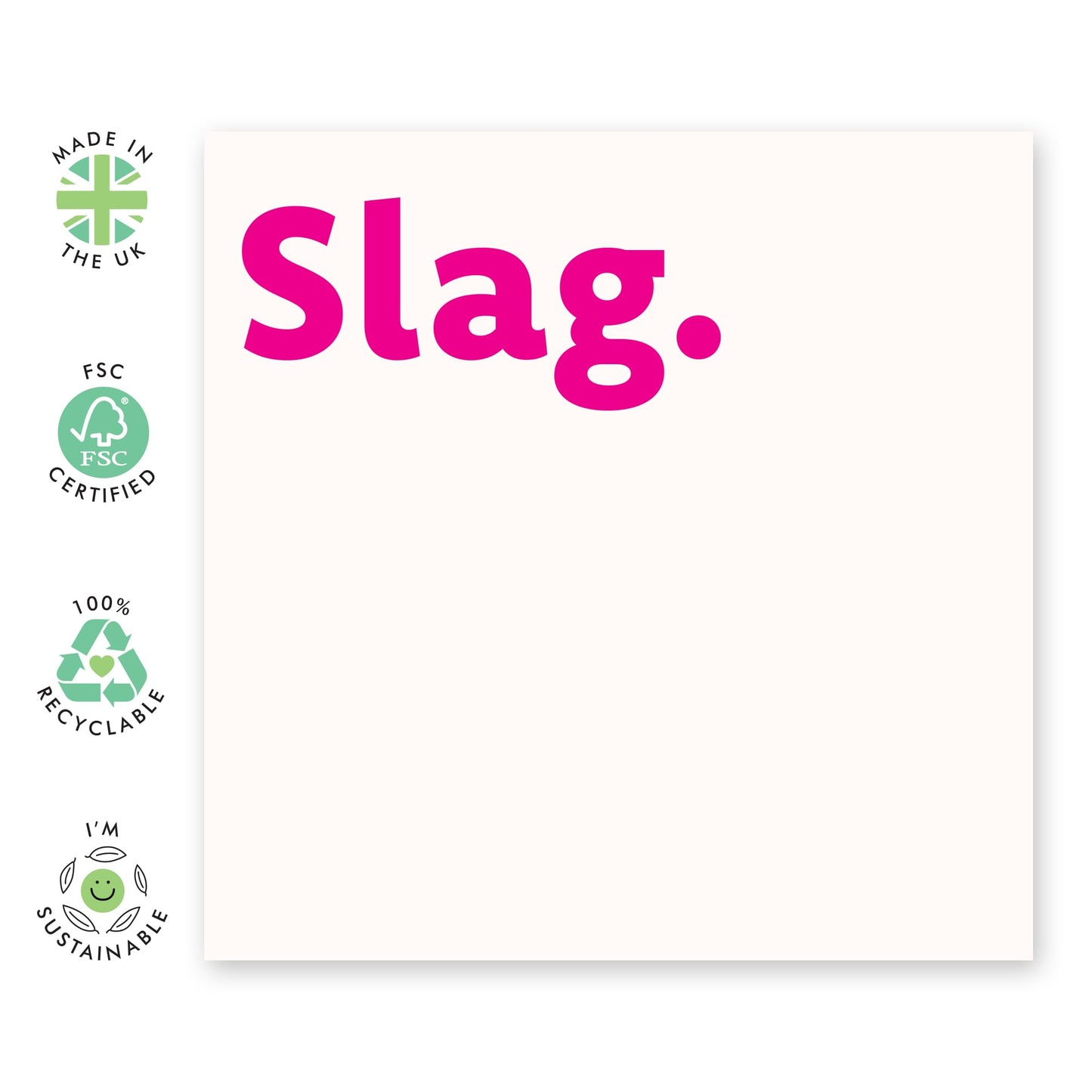 Hilarious Pink Birthday Card - ' Sl*g' - Gifts for Bestie, Best Friend, Colleague, Co-worker, Gals, Her, BFF - Just Kidding Girl - Comes with Fun Stickers