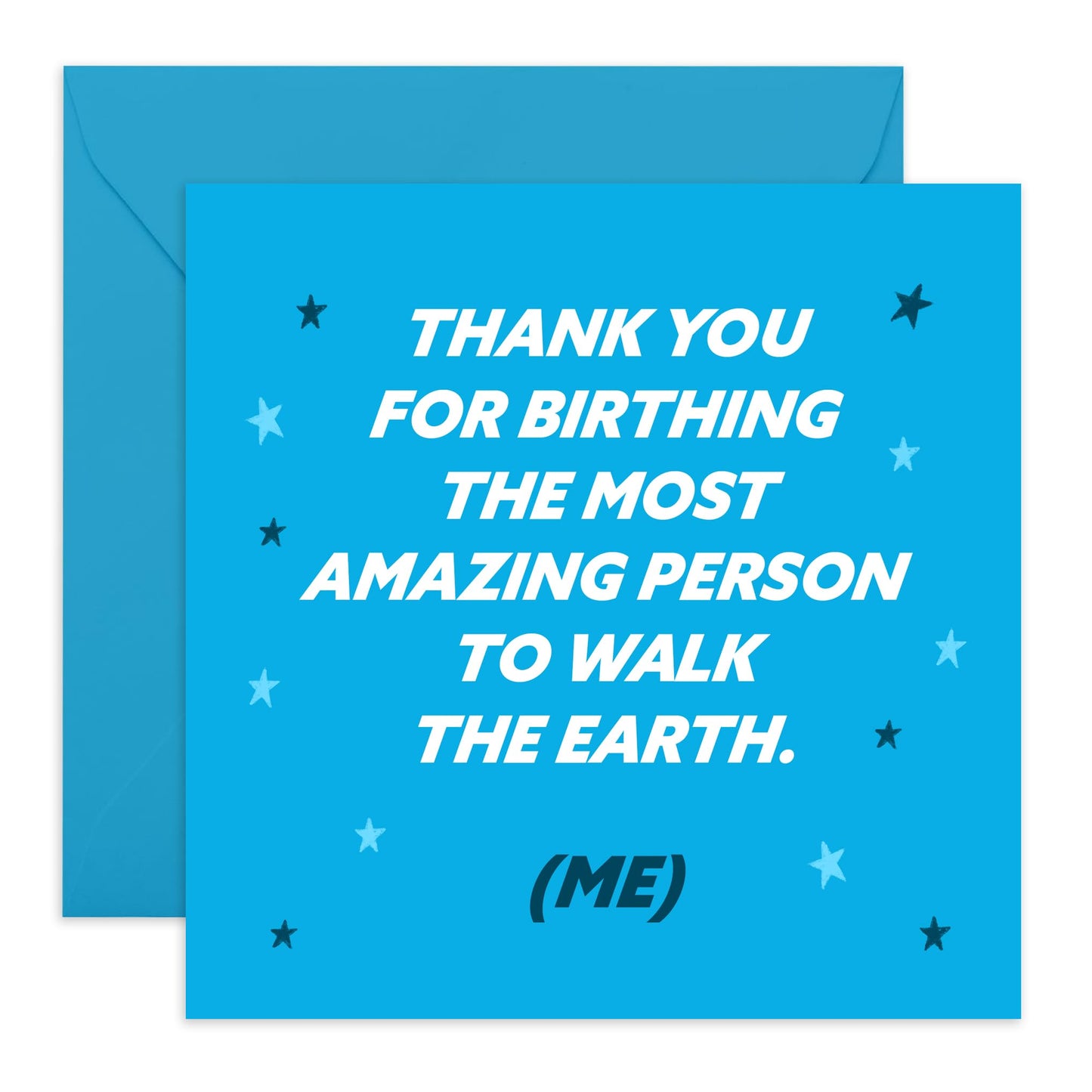 Funny Thank You Card for Mum - Birthing Me - Ideal for Birthday or Mother's Day Card For Mummy Mama Ma Her Women Family - Gifts from Son or Daughter - Comes With Fun Stickers