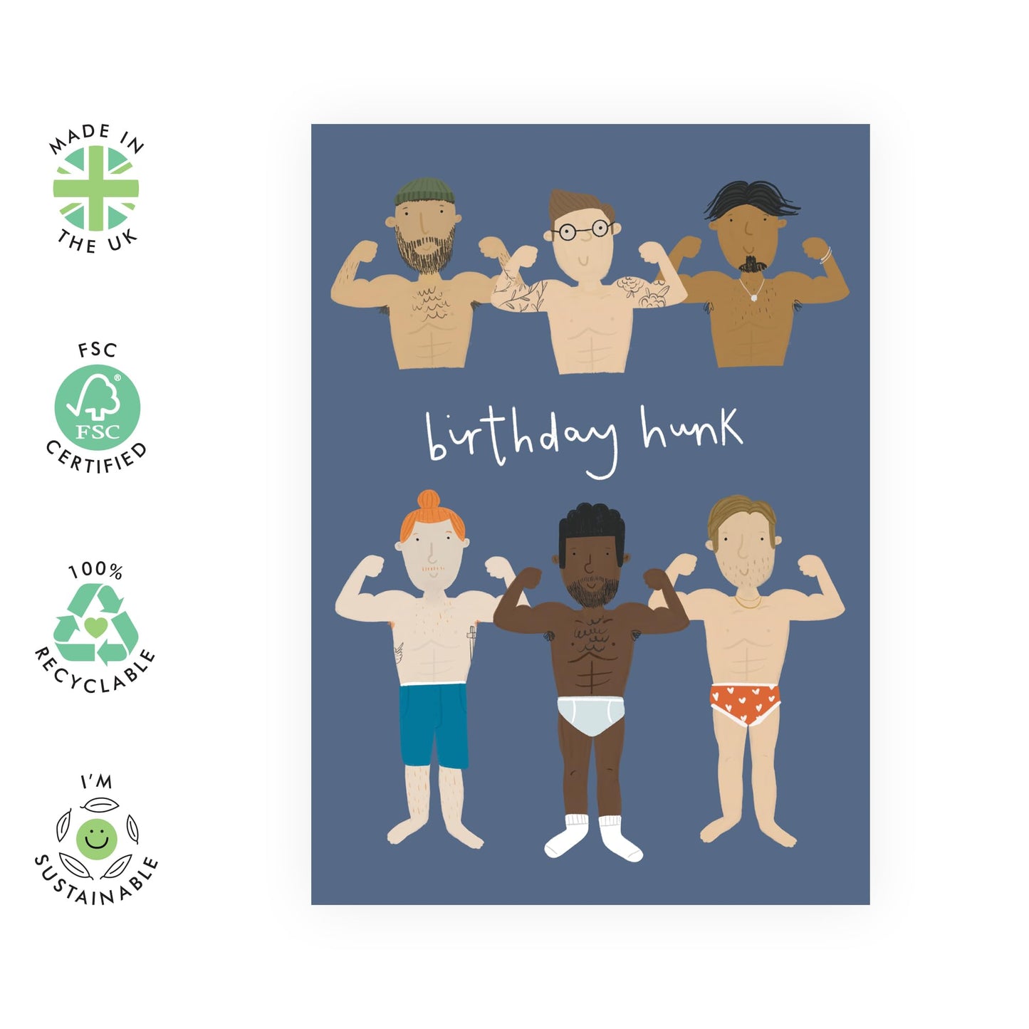 Funny Birthday Cards For Men Gay LGBTQ - Bday Hunk - Hilarious Gifts For Friends Men Women Bff Bestfriend - Happy Birthday Cards For Him - Comes With Stickers And Envelope - By Central 23