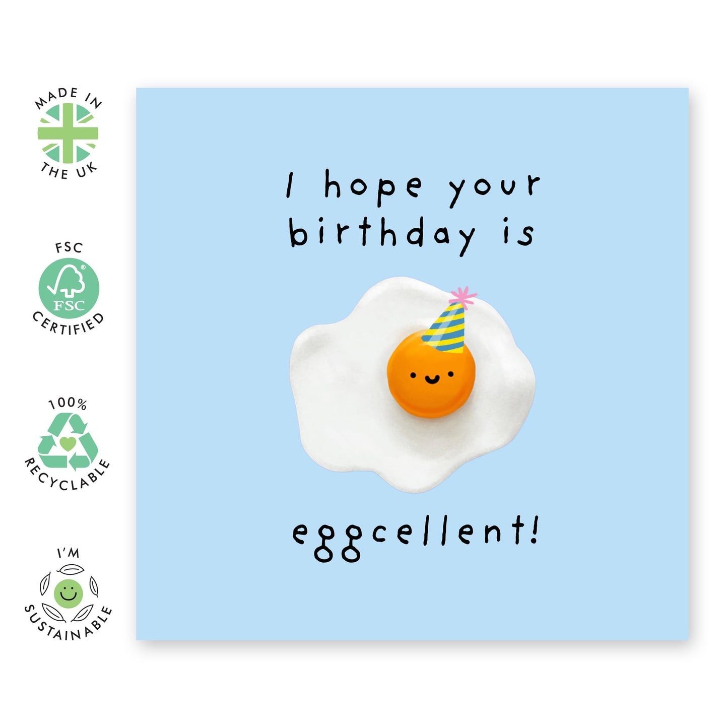 Funny Birthday Card - 'EGG-CELLENT BDAY!' - Perfect for Celebrating with Humor and a Punny Twist - Ideal for Friends Family Besties BFFs Brothers Sisters Colleagues - Comes With Stickers By Central 23
