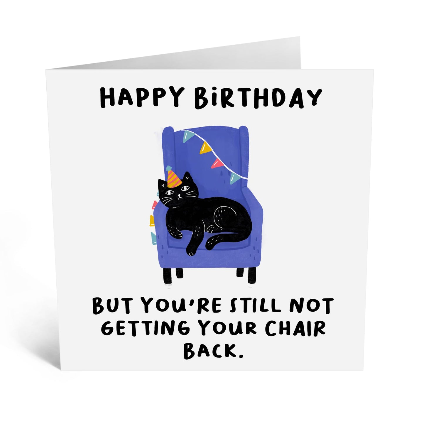 Birthday Card - 'Cat Chair - But You’re Still Not Getting Your Chair Back' - For Cat Lovers - Humorous and Playful Design - Ideal for Cat Enthusiasts - Comes with Fun Stickers by Central 23