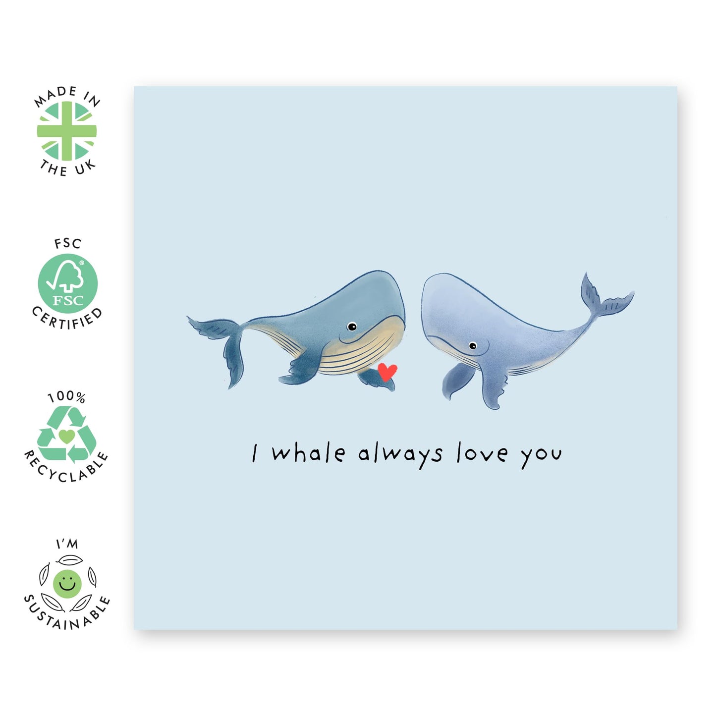 Sweet Whales Love Card - 'Whale Love' - Gifts for Wife, Husband, Girlfriend, Boyfriend, Him, Her, Spouse, Married Couples, Babe - Partners For Life - Comes with Fun Stickers