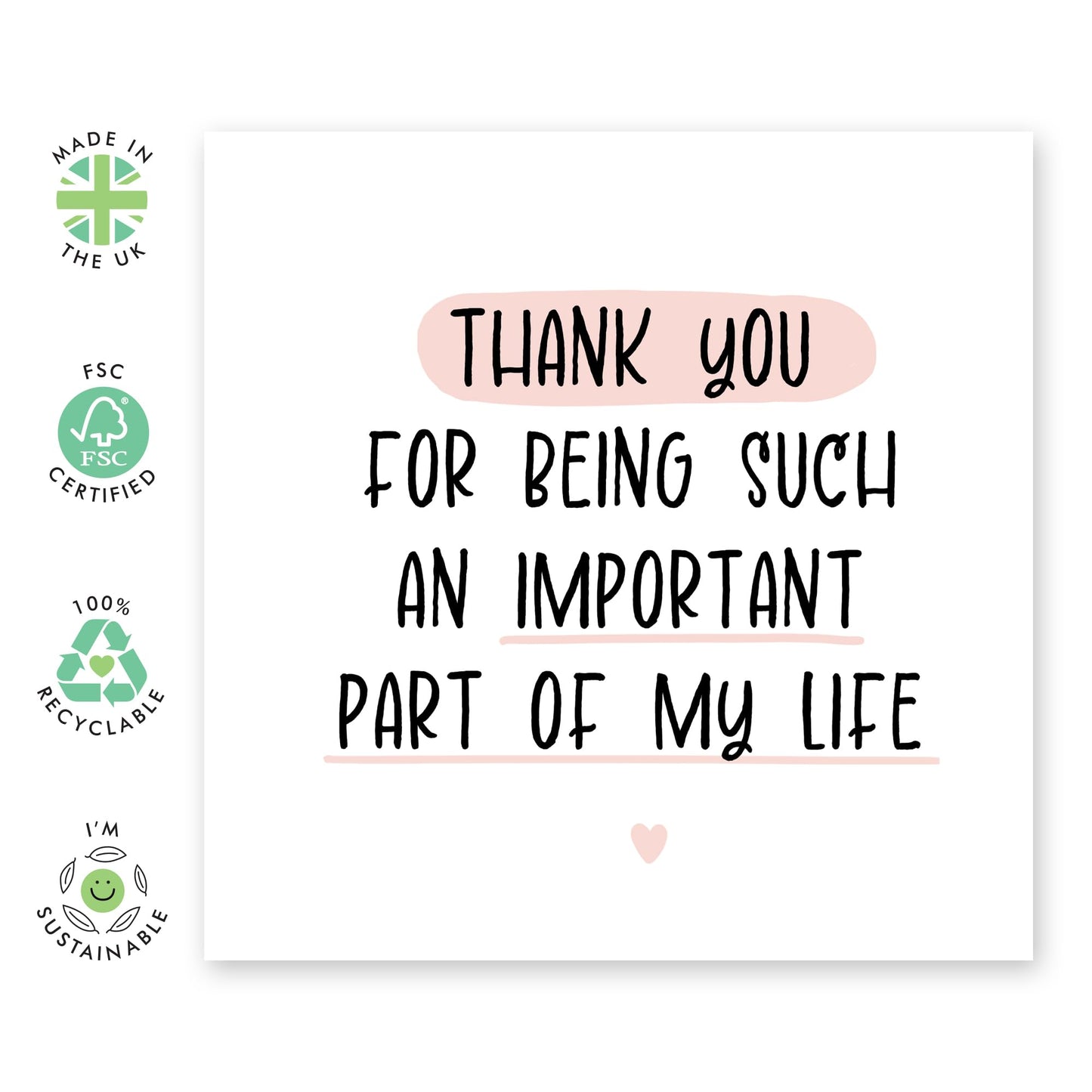 Sweet Birthday Card For Men Women - Important Part Of My Life - Anniversary Card For Husband Wife Boyfriend Girlfriend - Friends Birthday Card - Thank You Cards - Comes With Stickers - By Central 23