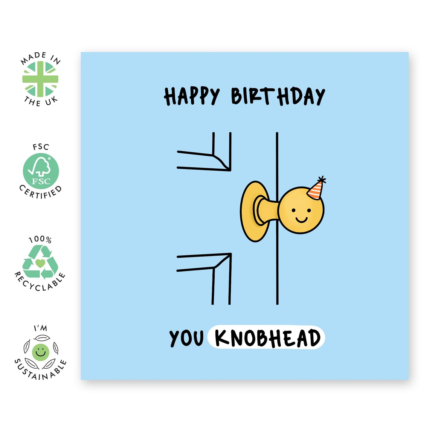 Funny Birthday Cards For Men - Happy Birthday You Knobhead! - Puns Jokes Humor - Happy Birthday Card For Son Friends Coworker Cousin - Gifts For Him Her - Comes With Cute Stickers By Central 23