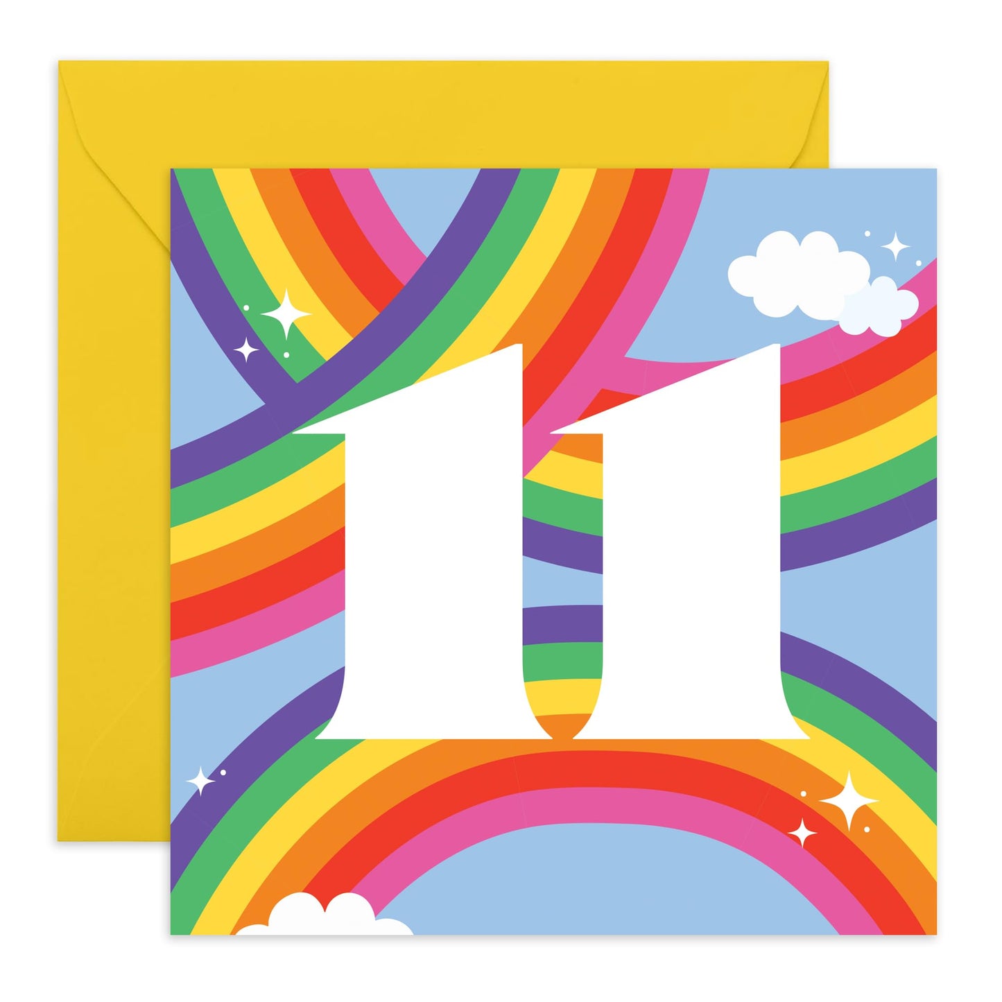 Birthday Card For Son Daughter - Rainbow Sky 11 - 11th Bday Cards For Boys Girls - Happy Eleventh Birthday Cards For Kids - Gift For Nephew Niece - Comes With Fun Stickers - By Central 23
