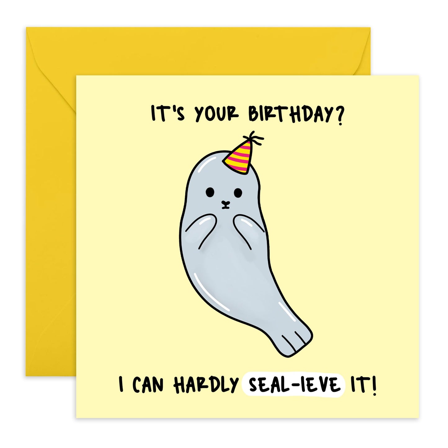 Funny Birthday Card For Kids - It's Your Birthday, I Can Hardly SEAL-ieve It! - Cute Happy Birthday Greeting Cards For Son Daughter - Funny Gifts For Girl Boy - Comes With Fun Stickers By Central 23