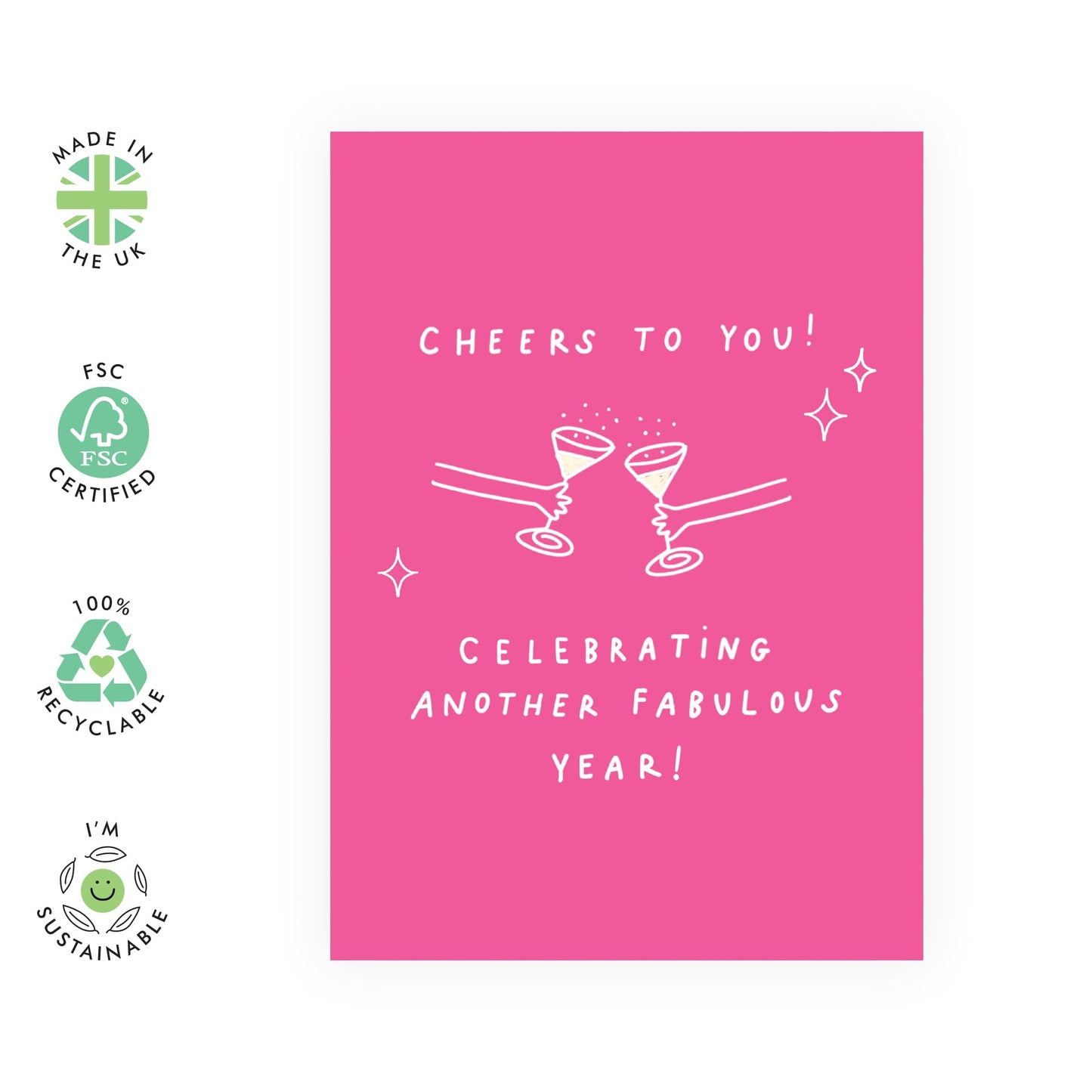 Sister Birthday Card - Cheers To Another Fabulous Year - Happy Birthday Card For Her Daughter Granddaughter - Celebration Gifts For Women Female Best Friend - Comes Wit Fun Stickers By Central 23