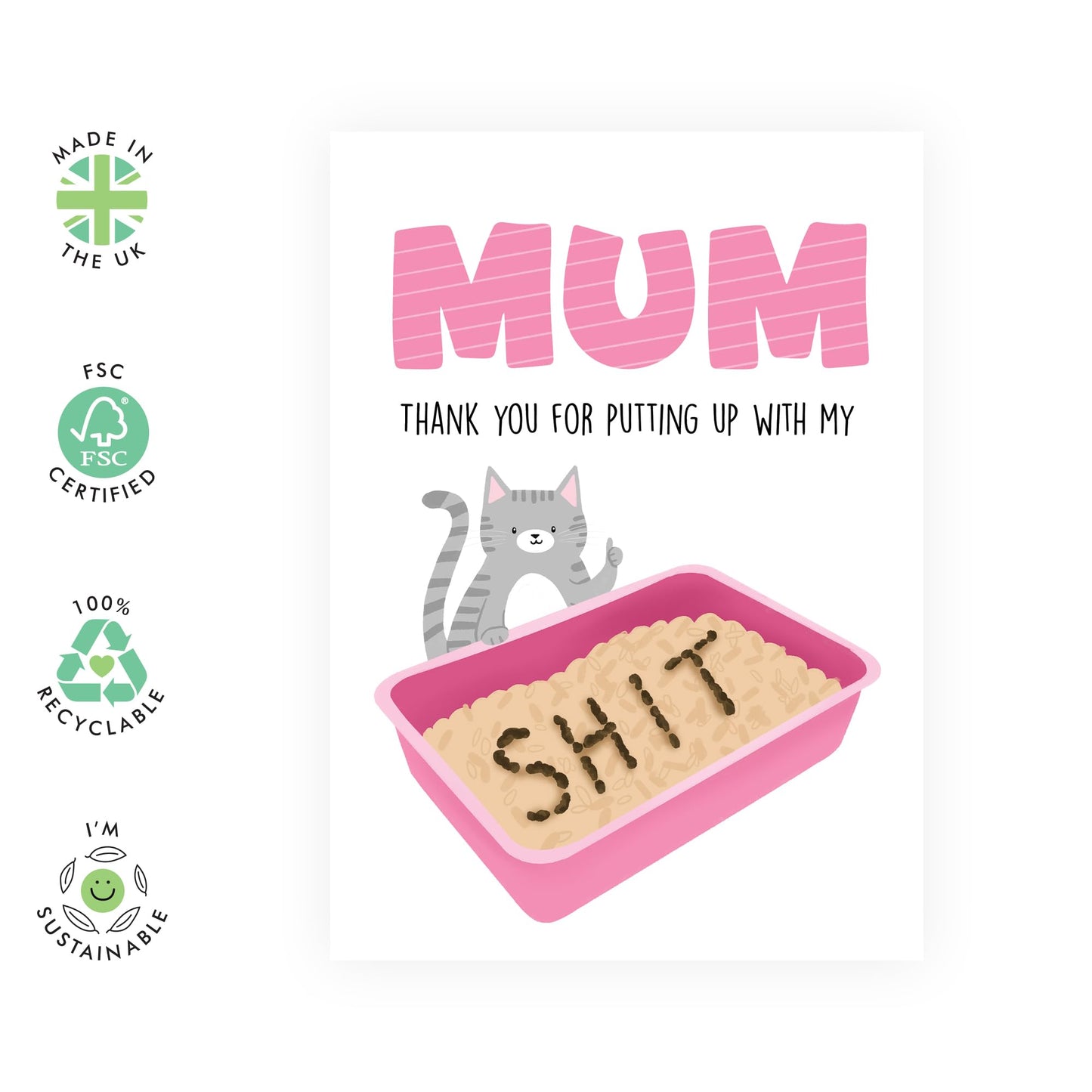 Birthday Cards For Fur Mums- Putting Up With My Sh*t - Funny Greeting Cards For Cat Lovers, Pet Owners, Mama, Ma, Her, Women - Mother's Day Cards For Mummy -Comes With Stickers And Envelope
