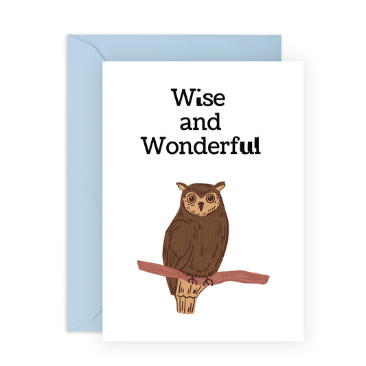 Birthday Cards For Mum Dad Humour - Wise And Wonderful Owl - Greeting Cards For Men Women Brother Sister - Friends Birthday Card - For Him Her - Comes With Stickers - By Central 23