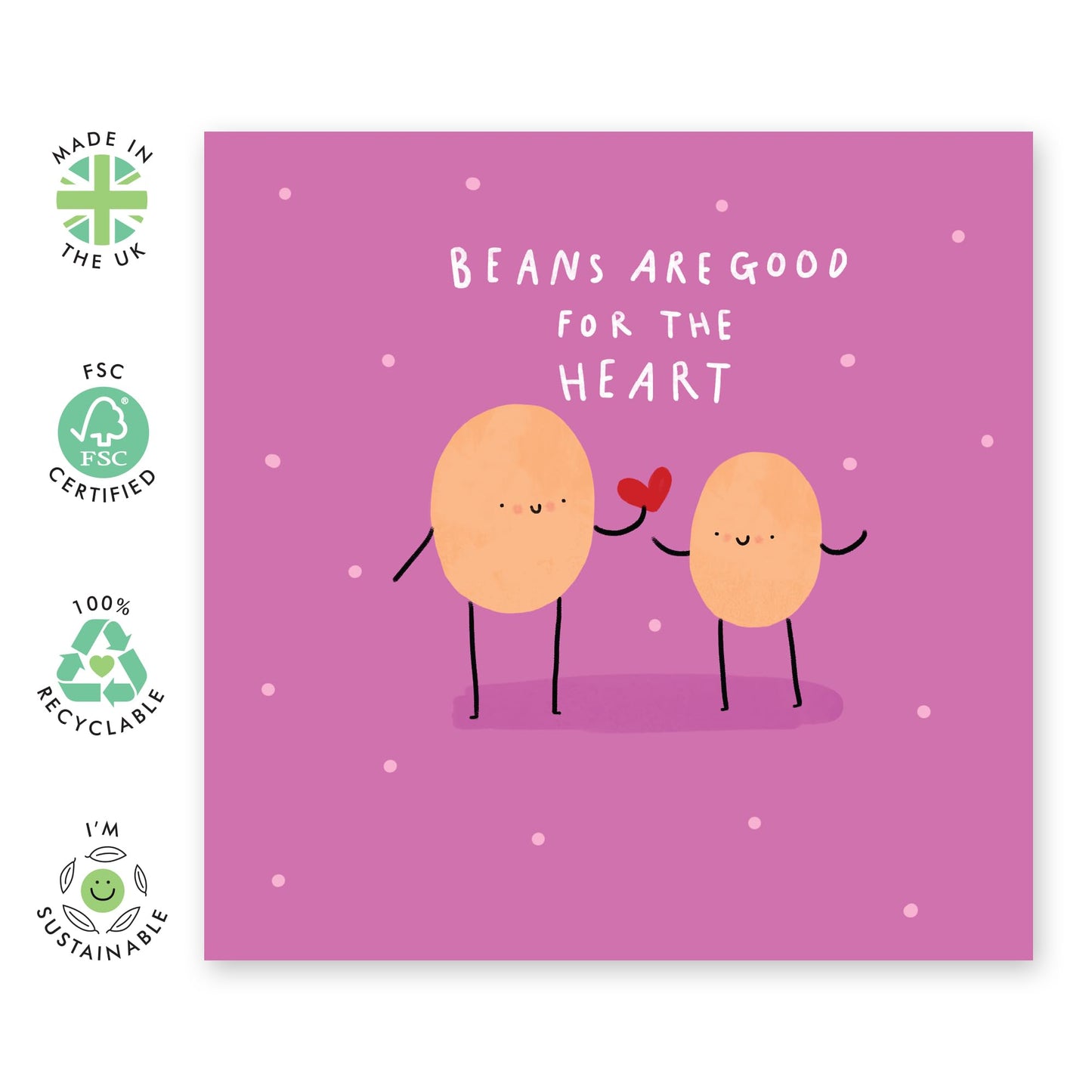 Cute Romantic Love Card – Beans Are Good for the Heart – Anniversary or Valentines Day Ideas for Him, Her, Boyfriend, Girlfriend, Husband, Wife, Spouse, Couples, Friend, BFF - Comes with Stickers