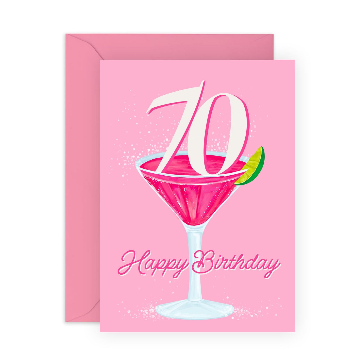 Elegant Birthday Card For Women Age 70 - Cocktail Happy 70th Birthday - Happy 70th Birthday Cards - Gifts For Friends Aunt Mum - Comes With Fun Stickers By Central 23