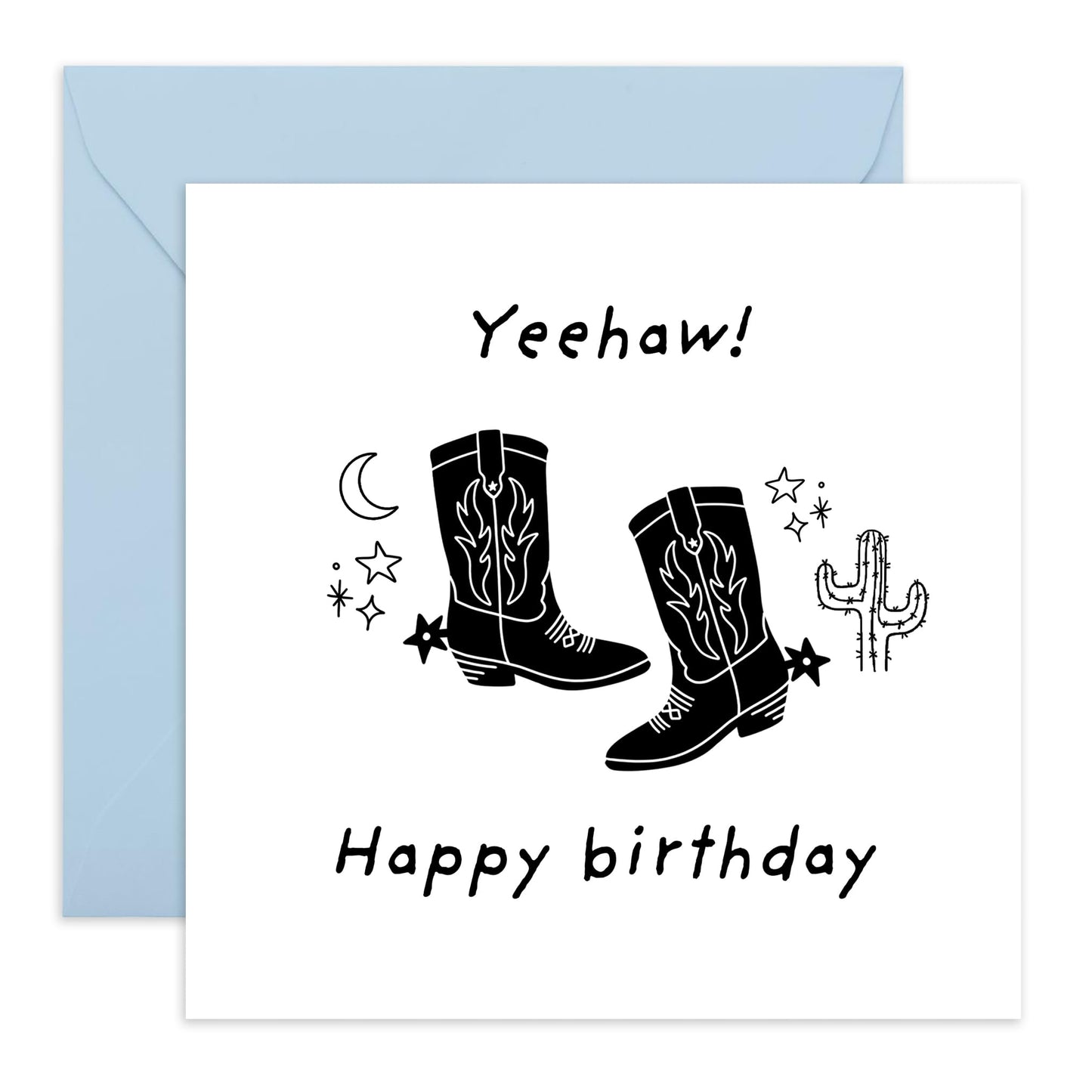 Country Style Birthday Card - 'Yeehaw Cowboy Boot' - Gifts for Him, Men, Dad, Brother, Friend, Uncle, Grandpa - Knocking Boots - Comes with Fun Stickers