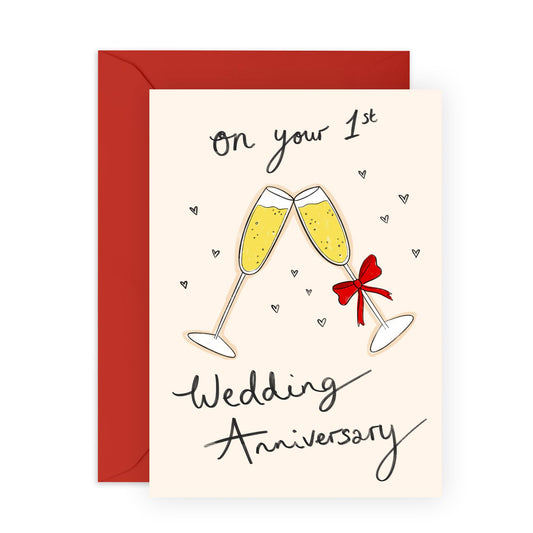 Greeting Card - 'FIRST WEDDING ANNIVERSARY' - Perfect for Celebrating Your First Year of Marriage - Ideal for Reflecting on the Joy & Love of Your Journey Together - Comes With Stickers By Central 23