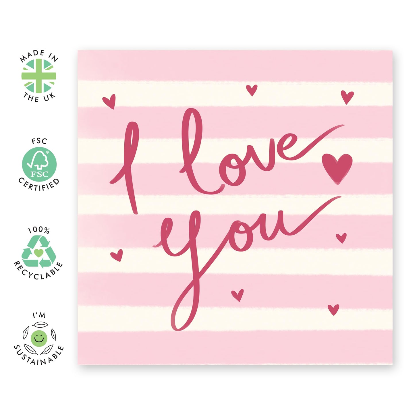 I Love You Greeting Card - 'I Love You Stripes' - Sweet Gifts for Wife, Husband, Partner, Married Couples, Girlfriend, Boyfriend - Love is in the air - Comes with Fun Stickers