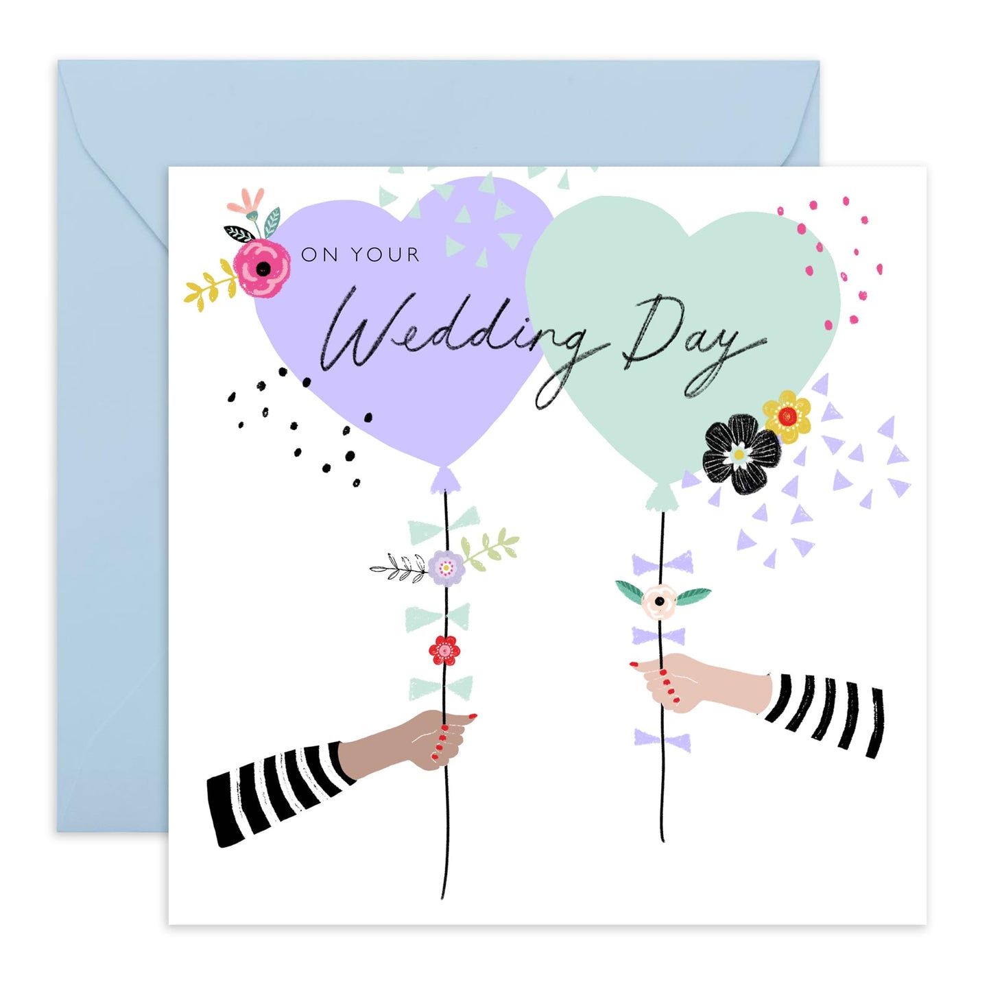 Wedding Cards For Bride And Groom - Balloons On Your Wedding Day - Newly Weds Card - Congratulations Card Men Women Son Daughter In Law - Best Wishes Gift Him Her - Comes With Stickers By Central 23