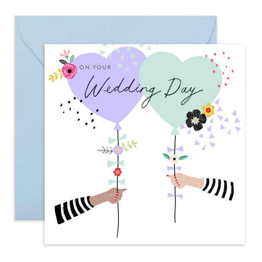 Wedding Cards For Bride And Groom - Balloons On Your Wedding Day - Newly Weds Card - Congratulations Card Men Women Son Daughter In Law - Best Wishes Gift Him Her - Comes With Stickers By Central 23