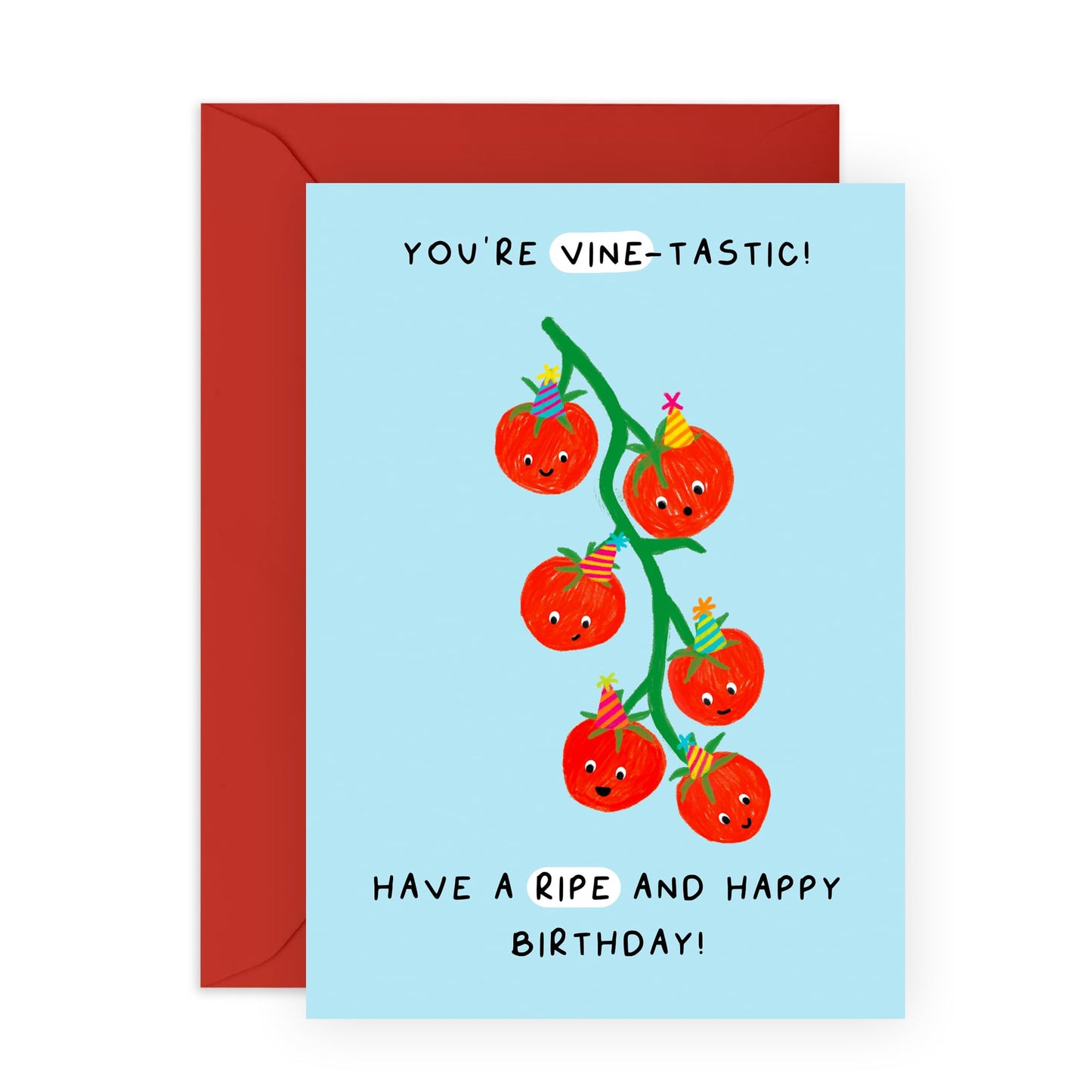 Happy Birthday Card Funny - You're VINE-tastic! - Vegetable Plant Puns Jokes Humor - Birthday Greeting Cards For Mum Dad Grandma - Funny Gifts For Men Women - Comes With Fun Stickers By Central 23