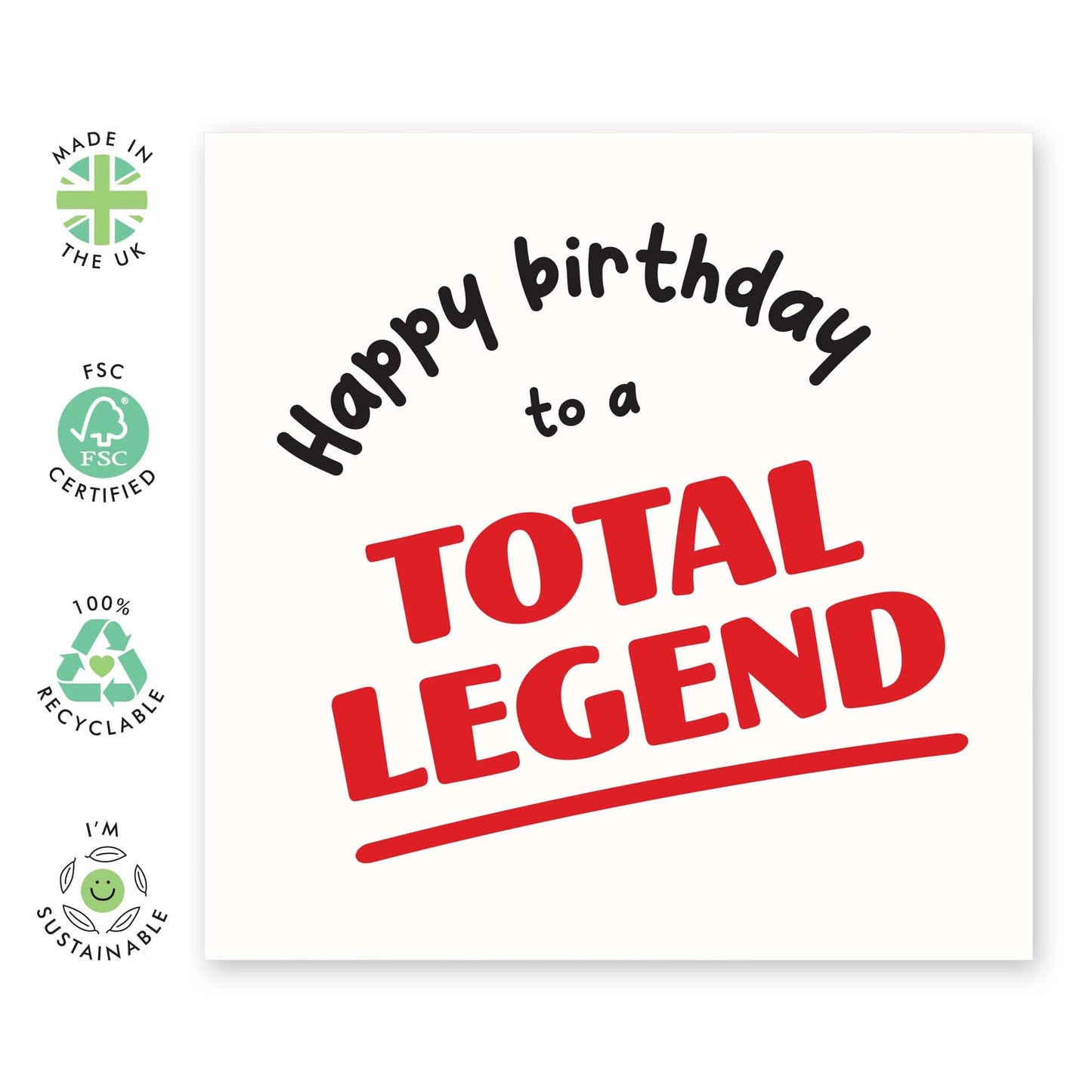 Happy Birthday Card For Dad Mum - Total Legend - Funny Birthday Cards For Men Women - Friend Birthday Card - Greeting Cards For Brother Sister Grandad Nan - Comes With Stickers - By Central 23