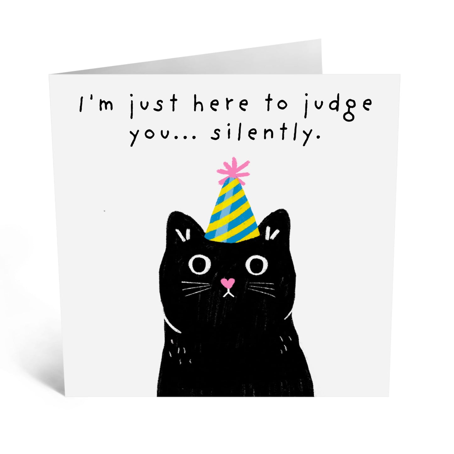 Funny Birthday Card - 'I JUDGE YOU SILENTLY, CAT!' - Perfect for Celebrating Cat Lovers' Special Day with Humor - Ideal for Friends Family Besties BFFs Cat Owners - Comes With Stickers By Central 23