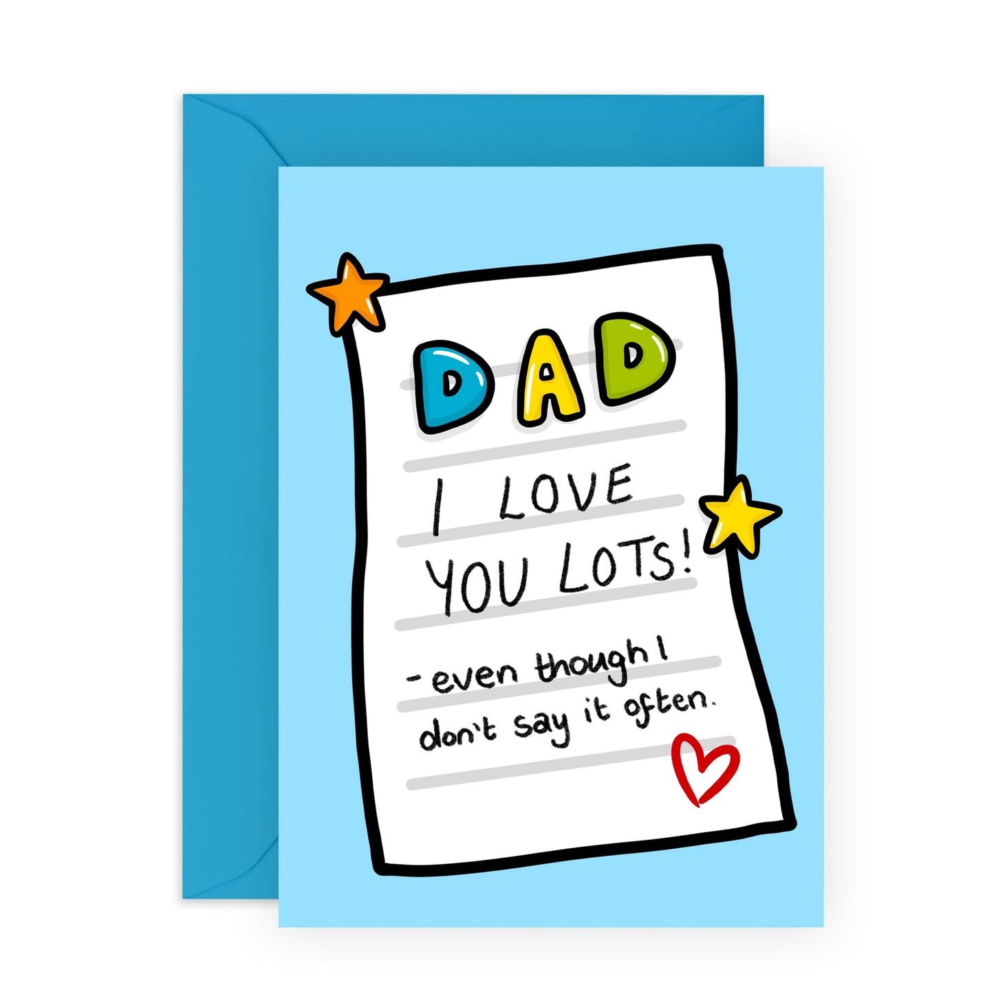 Birthday Cards For Men - Dad I Love You Lots - Sweet Greeting Cards For Daddy Papa Pops - Fathers Day Card For Dad - Comes With Stickers - By Central 23