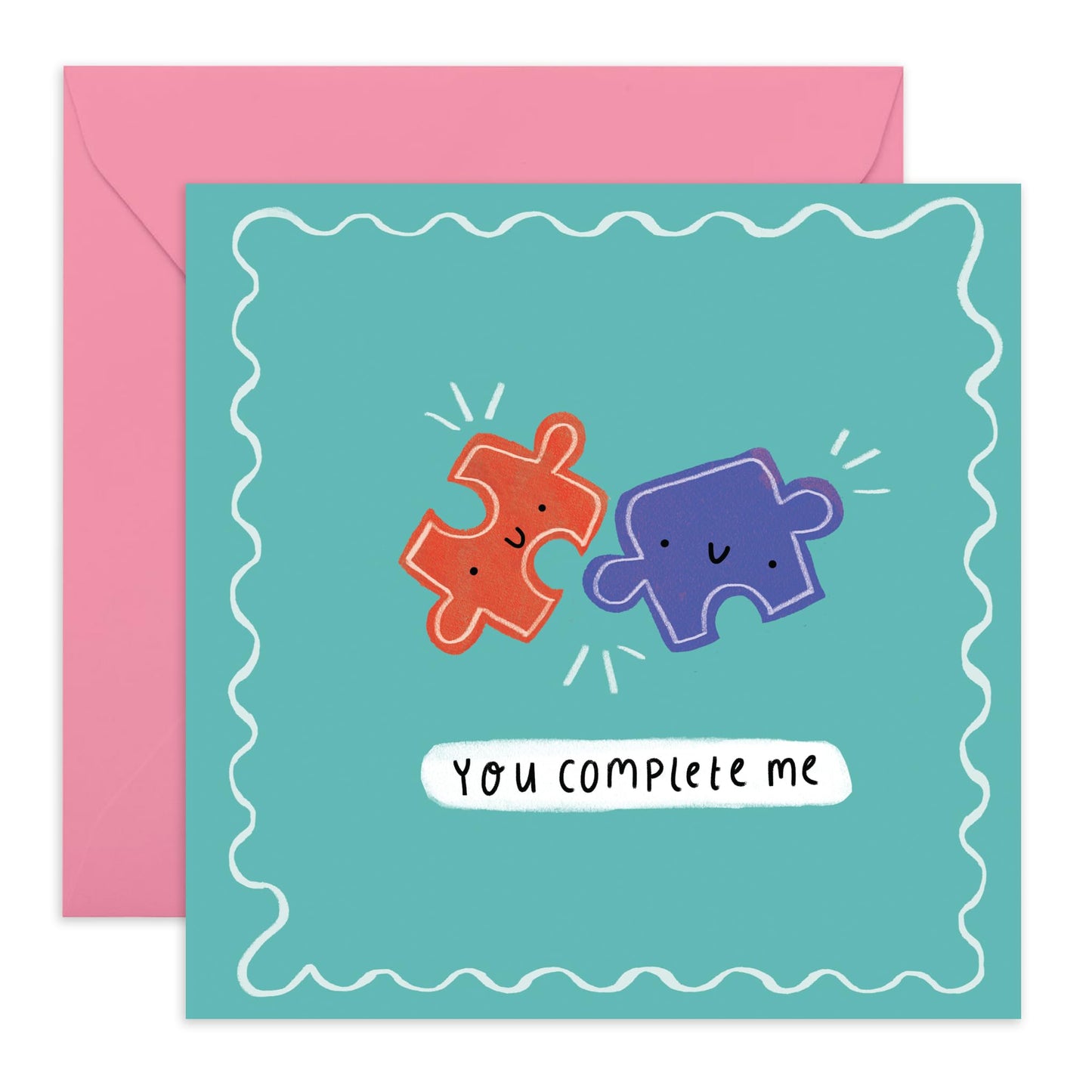 Greeting Card - 'JIGSAW YOU COMPLETE ME' - Perfect for Celebrating a Special Connection with a Puzzle Twist - Ideal for Adding a Unique Touch to Your Message - Comes With Stickers By Central 23