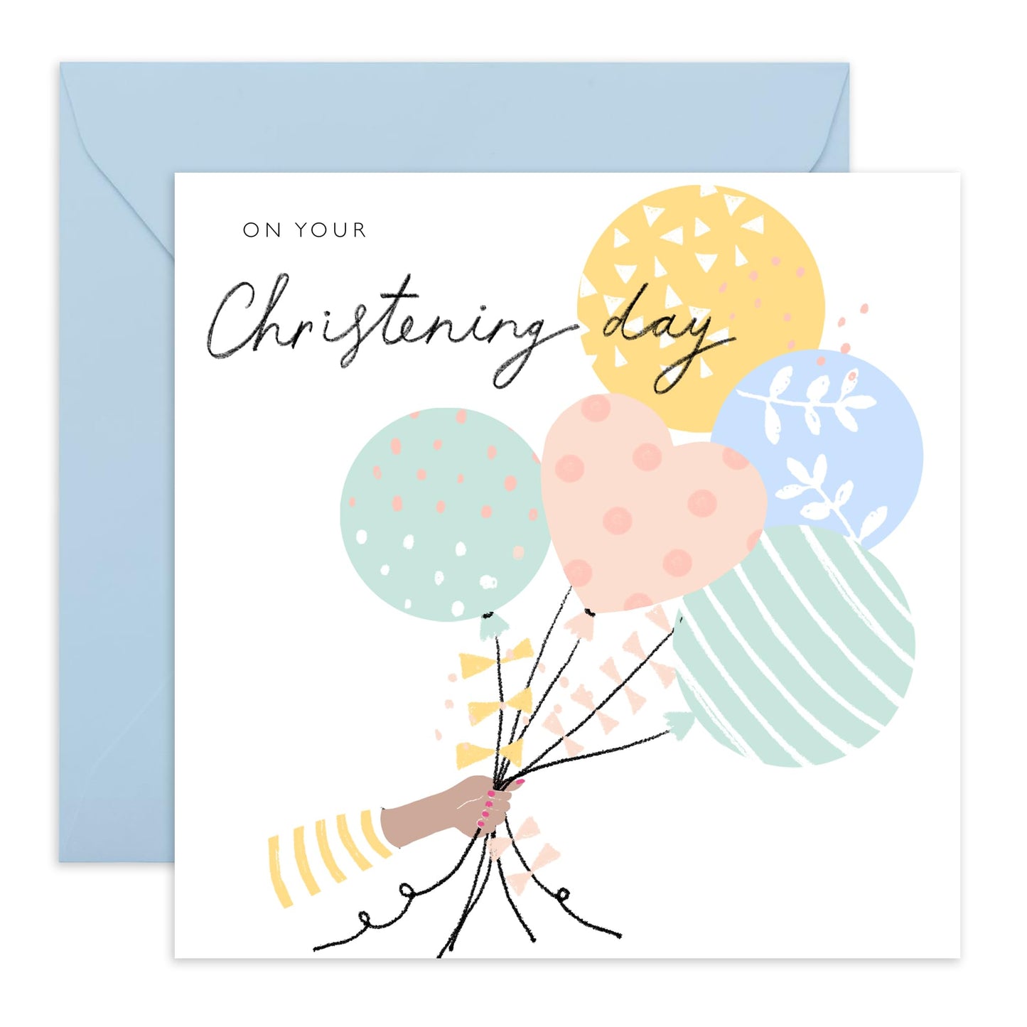 Dedication Day For Baby Girl Baby Boy - On Your Christening Pastel Balloons - Baptismal Card For Baby - Christening Card Niece Nephew - Granddaughter Grandson - Comes With Fun Stickers By Central 23