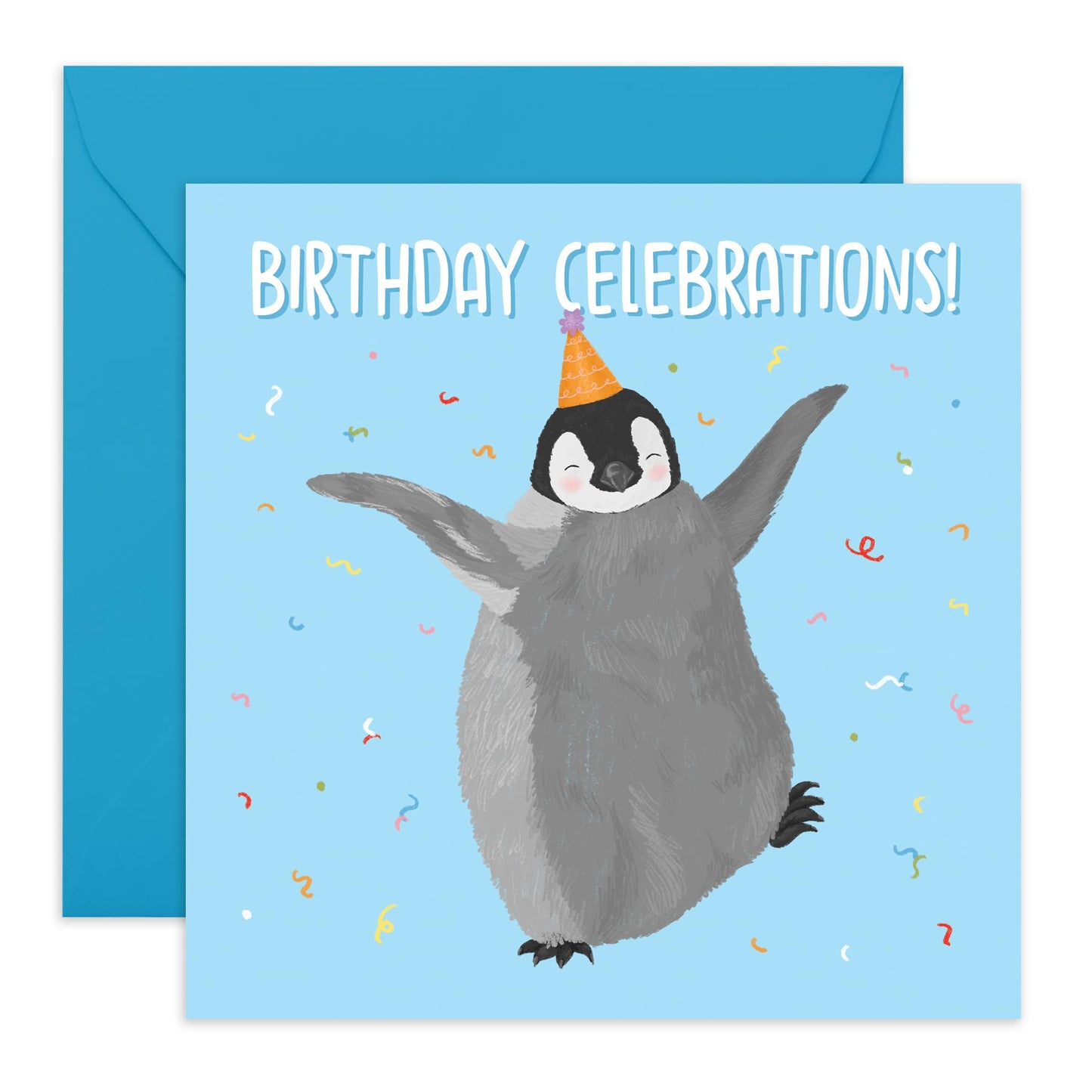 Lovely Birthday Card – Dancing Penguin with Party Hat – Presents for Kids, Children, Son, Daughter, Niece, Nephew, Boys, Girls, Friends, Family & Animal Lovers - Comes with Fun Stickers