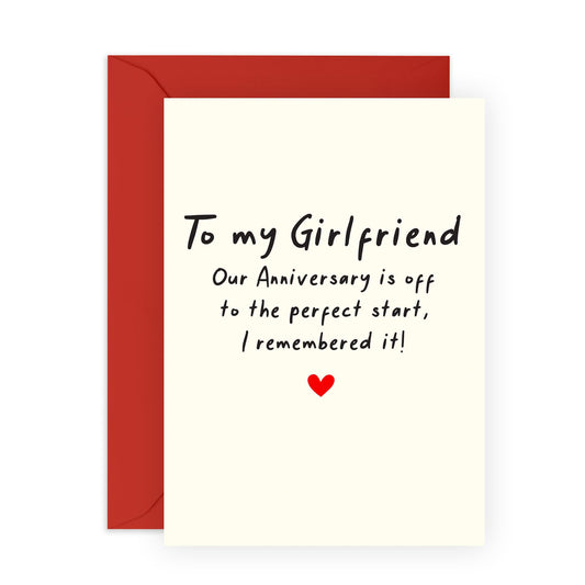 Romantic Anniversary Greeting Card - 'To My Girlfriend' - Sweet Message for Girlfriends, Partners, Couples, Babe, Other Half - Remembering Events - Comes with Fun Stickers