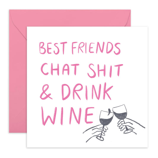 Best Friend Birthday Card - Best Friends Chat Shit And Drink Wine - Fierce Fabulous Friends - Cheeky Greeting Cards For Women Her Girls - Bestie Birthday Card Bff - Comes With Stickers By Central 23