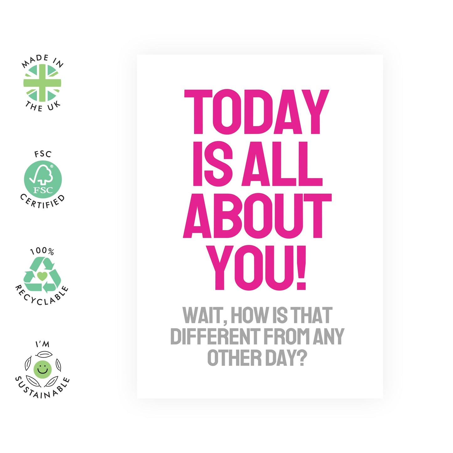 Wife Birthday Card - Today Is All About You - Cheeky Birthday Cards For Women - For Girlfriend Sister Daughter - Mum Birthday Card - Comes With Stickers - By Central 23