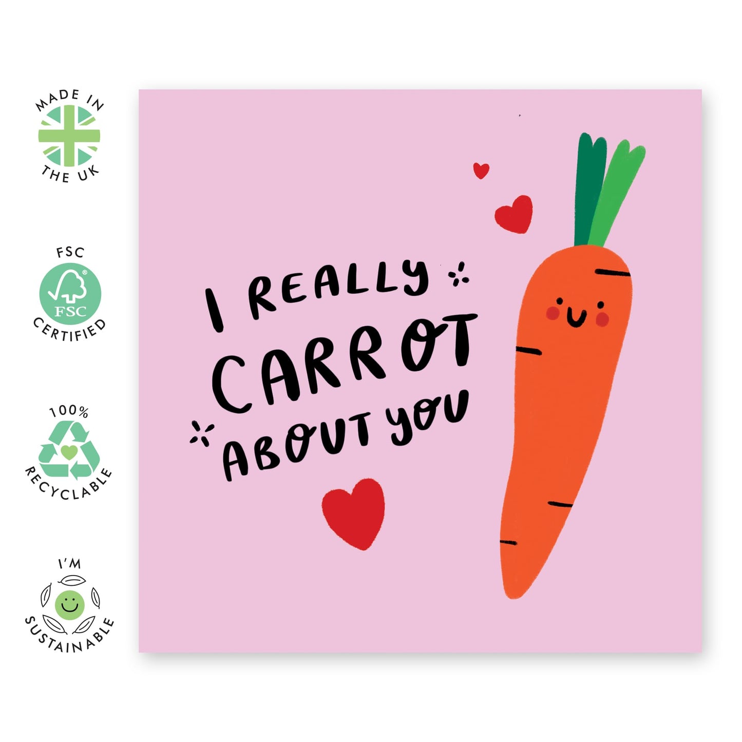Valentines Card For Girlfriend - I Really Carrot About You - Anniversary Card For Wife - Wedding Anniversary Card - Birthday Card - Gift From Men- Comes With Stickers - By Central 23