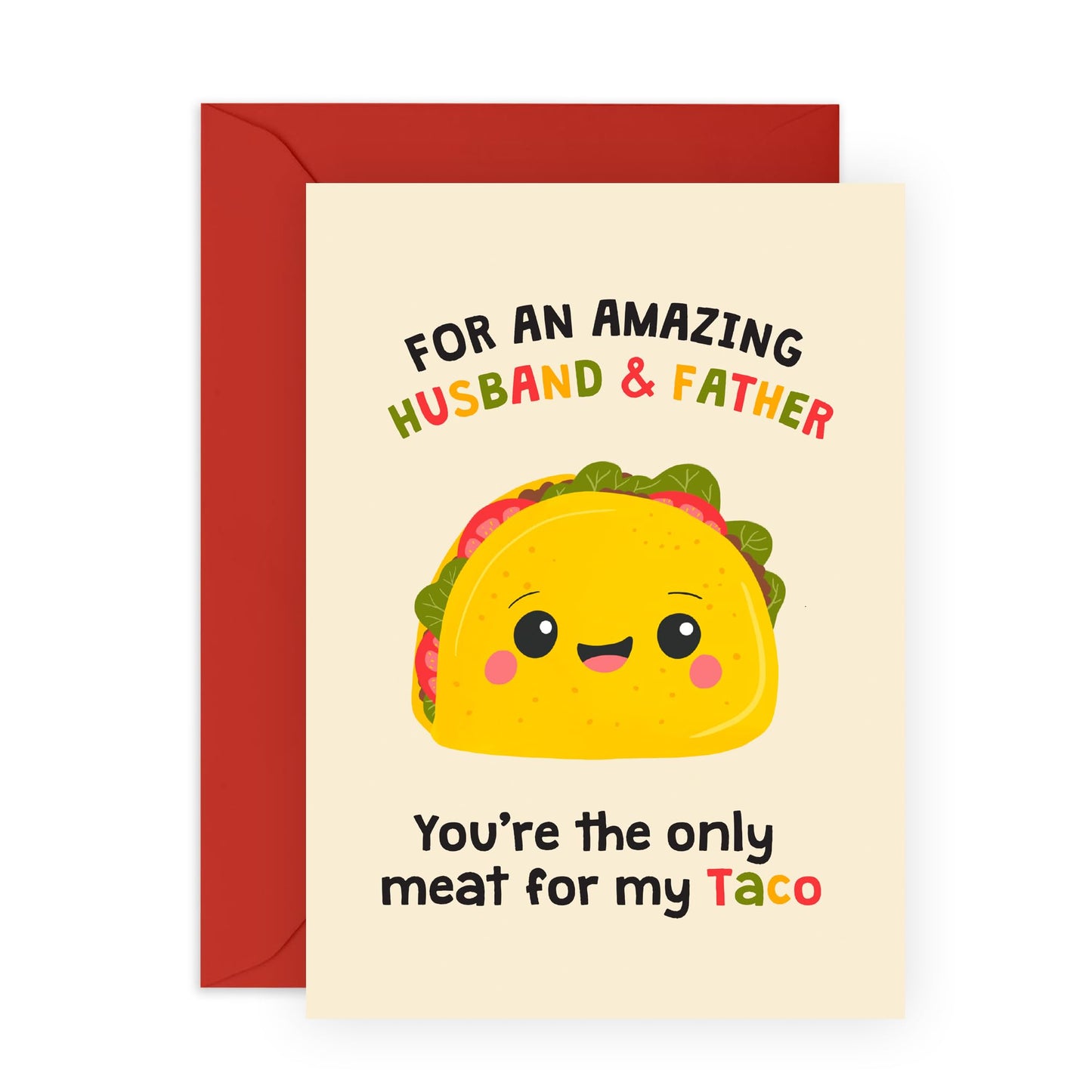 Greeting Card - 'MEAT TO TACO HUSBAND DAD' - Perfect for Celebrating with a Delicious Twist &Taco Humor - Ideal for Taco Lovers & Adding Fun to Any Special Occasion - Comes With Stickers By Central 23