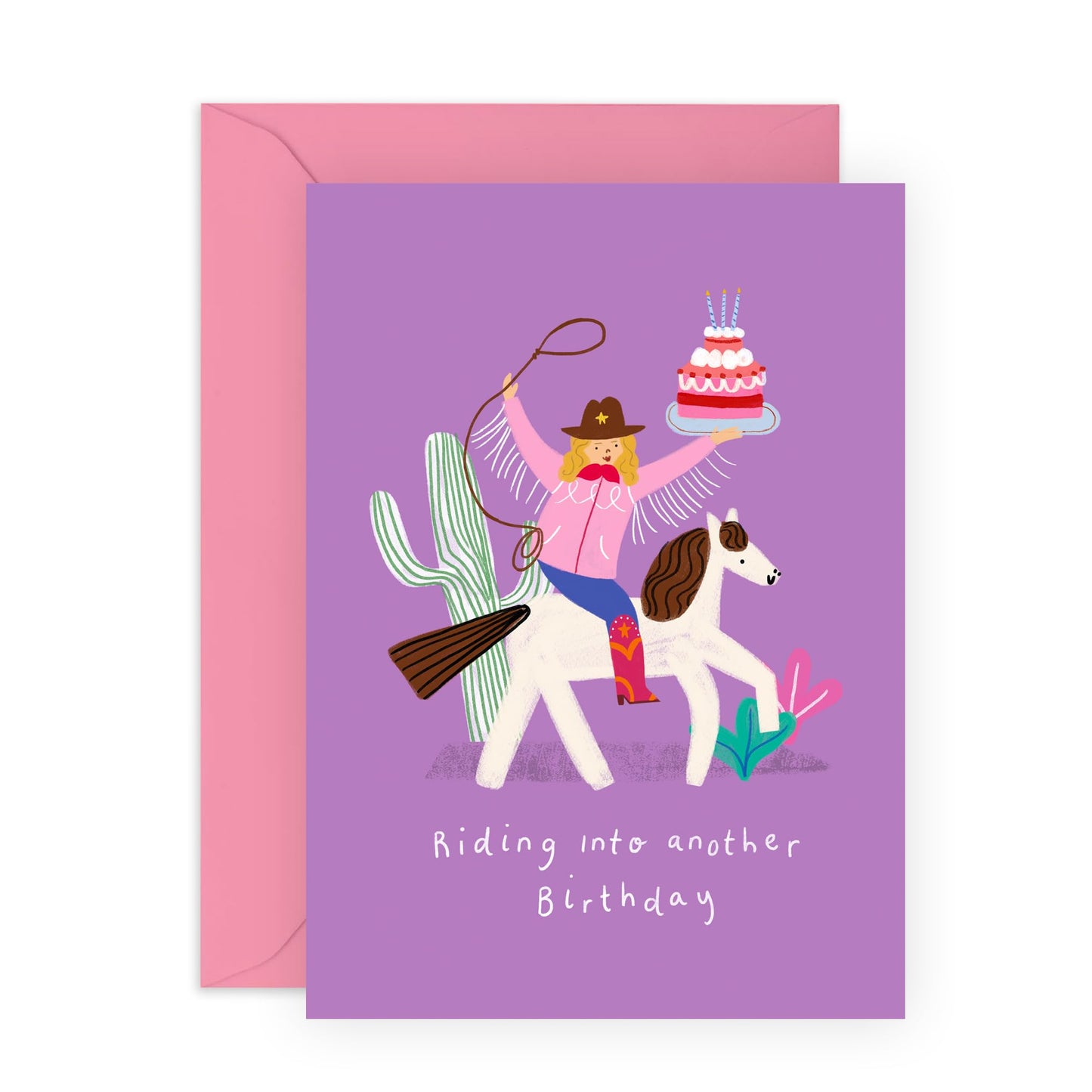 Birthday Card Yeehaw for Country Girls - 'Riding Into Another Birthday Cowgirl' - Gifts for Her, Women, Wife, Sister, Coleagues, Mum, Grandma - Rodeo - Comes with Fun Stickers