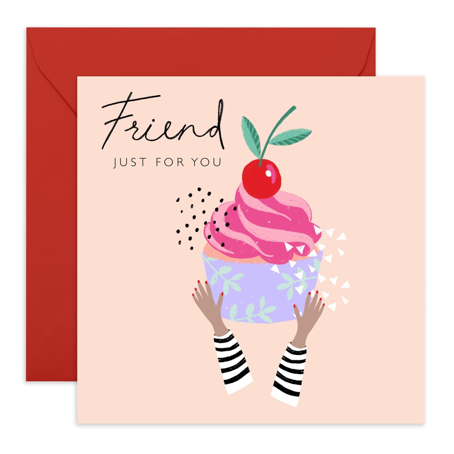 Friend Card For Women - Just For You Cupcake - Thank You Card - Friend Birthday Cards - Gifts For Friends Women - Congratulations Friendship Cards - Comes With Cute Stickers - By Central 23