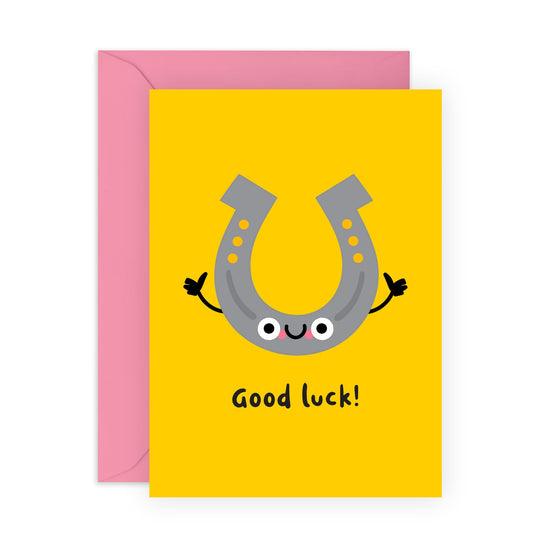 Lucky Greeting Card - 'GOOD LUCK HORSESHOE' - Perfect for Wishing Someone Success and Joy - Ideal for Him, Her, Friends, Family, and Anyone Starting a New Journey - Comes With Stickers By Central 23