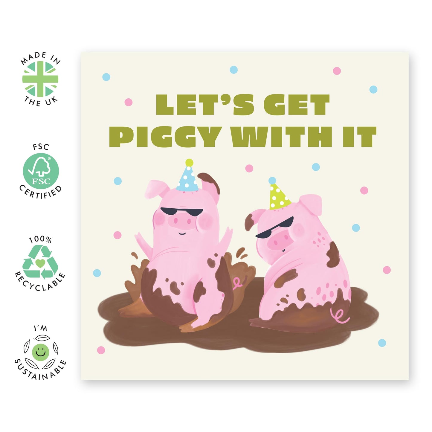 Birthday Card For Him Her - Let's Get Piggy With It - Funny Greeting Cards Brother - Birthday Cards Best Friend - Gift From Friend - Comes With Fun Stickers By Central 23