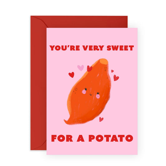 Valentines Card For Girlfriend Boyfriend Partner - You're Very Sweet Potato Pink - Wedding Anniversary Card For Husband Wife - Romantic Anniversary Card For Him - Comes With Fun Stickers By Central 23