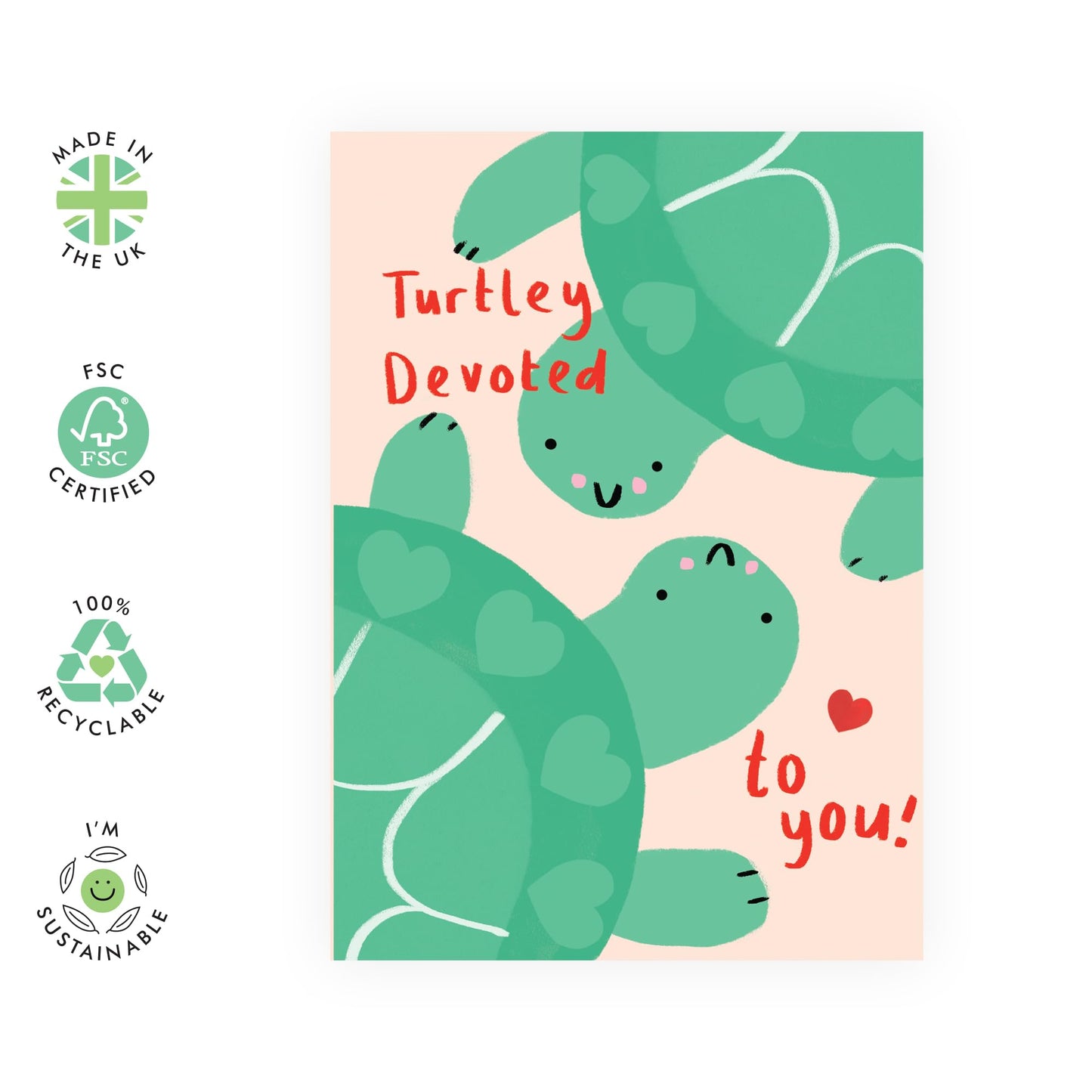 Sweet Greeting Card - 'TURTLEY DEVOTED' - Perfect for Expressing Deep Affection with a Cute Twist - Ideal for Showing How Much You Care in a Fun and Endearing Way - Comes With Stickers By Central 23
