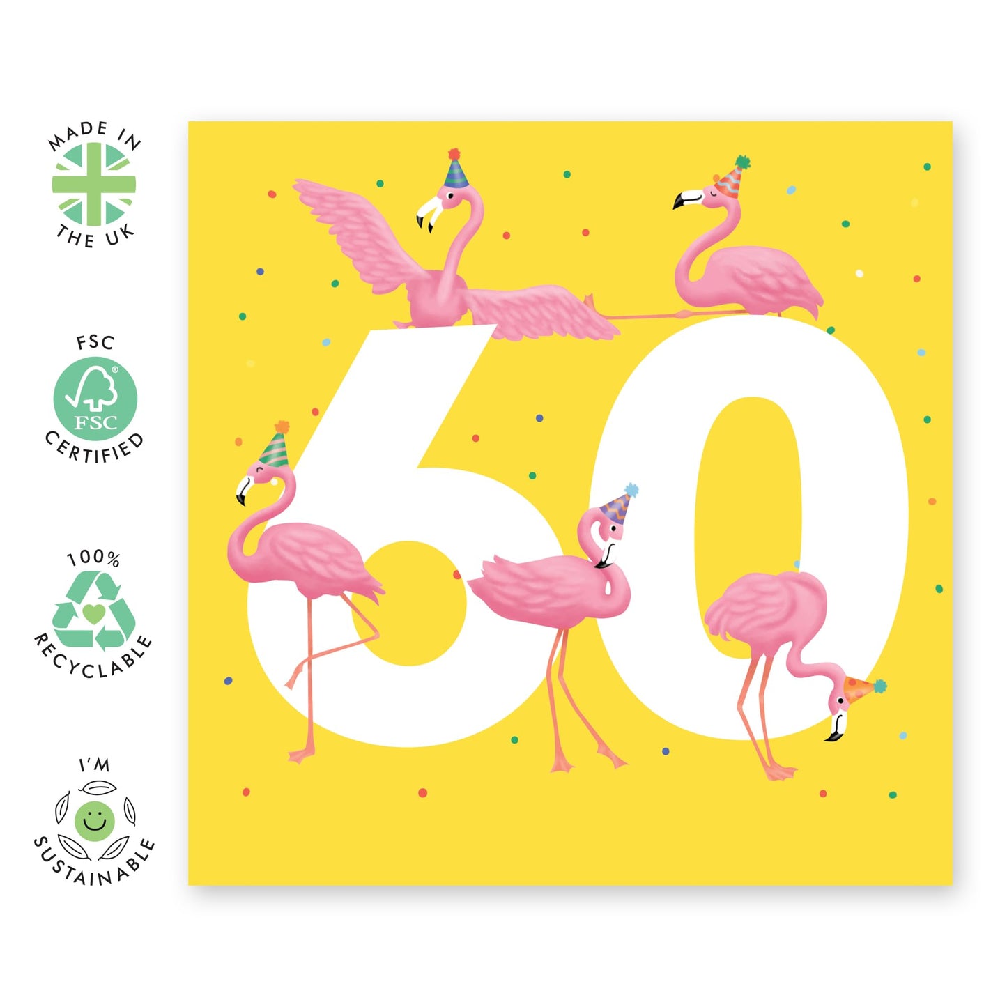 60th Birthday Card For Women - Flamingo Age 60 - Wife Birthday Greeting Card - Happy Sixtieth Birthday Cards For Daughter Sister Niece Friends Mum - Comes With Fun Stickers - By Central 23