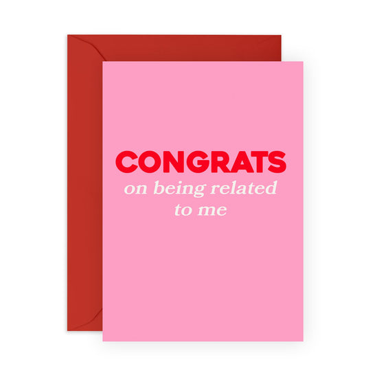 Sister Birthday Card - Congrats On Being Related To Me - Funny Birthday Cards For Women - Humorous Gifts For Mum Cousin Niece - Comes With Stickers - By Central 23