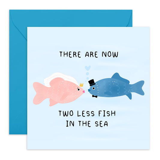 Underwater Love & Anniversary Card - 'Two Less Fish In The Sea'- Gifts for Wife, Husband, Girlfriend, Boyfriend, Him, Partner, Love, Darling, Babe, Sweetheart - We Swim - Comes with Fun Stickers