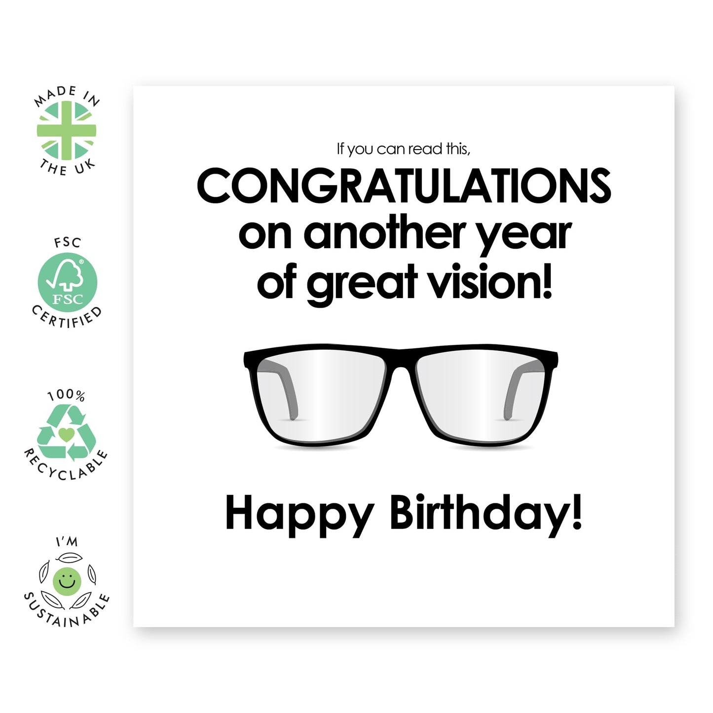 Birthday Card For Him Her - Congrats Another Year Of Vision - Sweet Birthday Cards For Men Women - Gifts For Mum Or Dad - Best Friend - From Friend Bff - Comes With Stickers By Central 23
