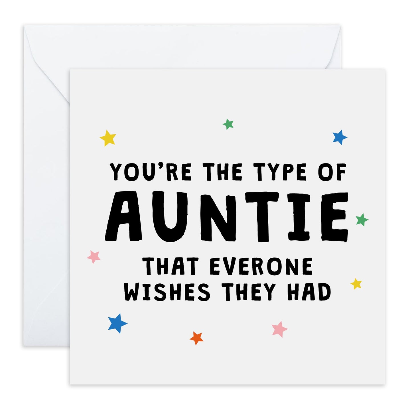 Appreciation Greeting Card - 'Auntie Everyone Wish' - Sweet Message for Auntie, Her, Family, Relatives - No.1 Auntie - Comes with Fun Stickers