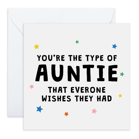 Appreciation Greeting Card - 'Auntie Everyone Wish' - Sweet Message for Auntie, Her, Family, Relatives - No.1 Auntie - Comes with Fun Stickers