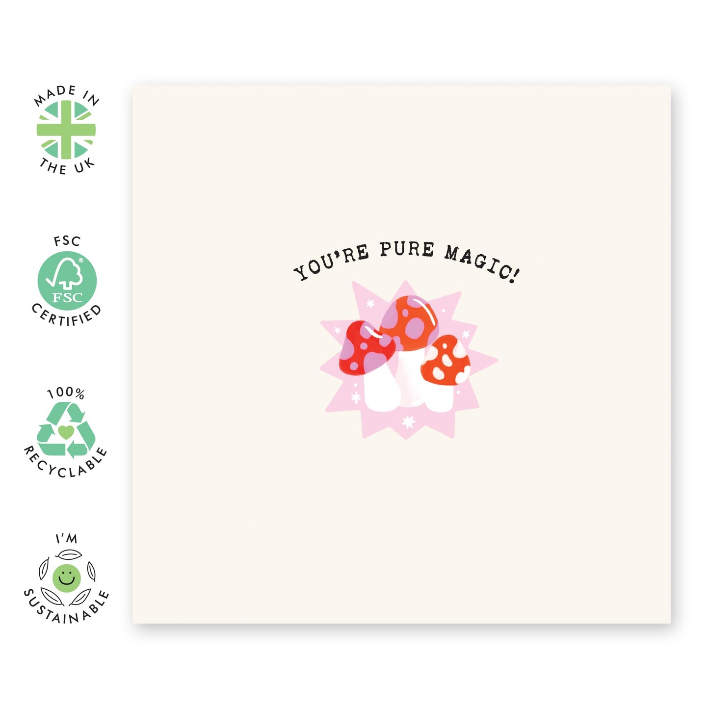Mushroom Greeting Cards Birthday - You're Pure Magic - Anniversary Cards For Girlfriend Boyfriend - Gifts For Men Women - Friend Cards Affirmation Congratulations - Comes With Stickers - By Central 23