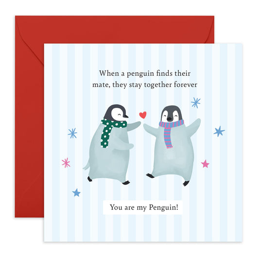 Romantic Anniversary Card – You Are My Penguin – Cute Love & Valentines Day Greeting Card for Partner, Wife, Husband, Fiance, Girlfriend, Boyfriend, Him, Her, Women, Men - Comes with Stickers