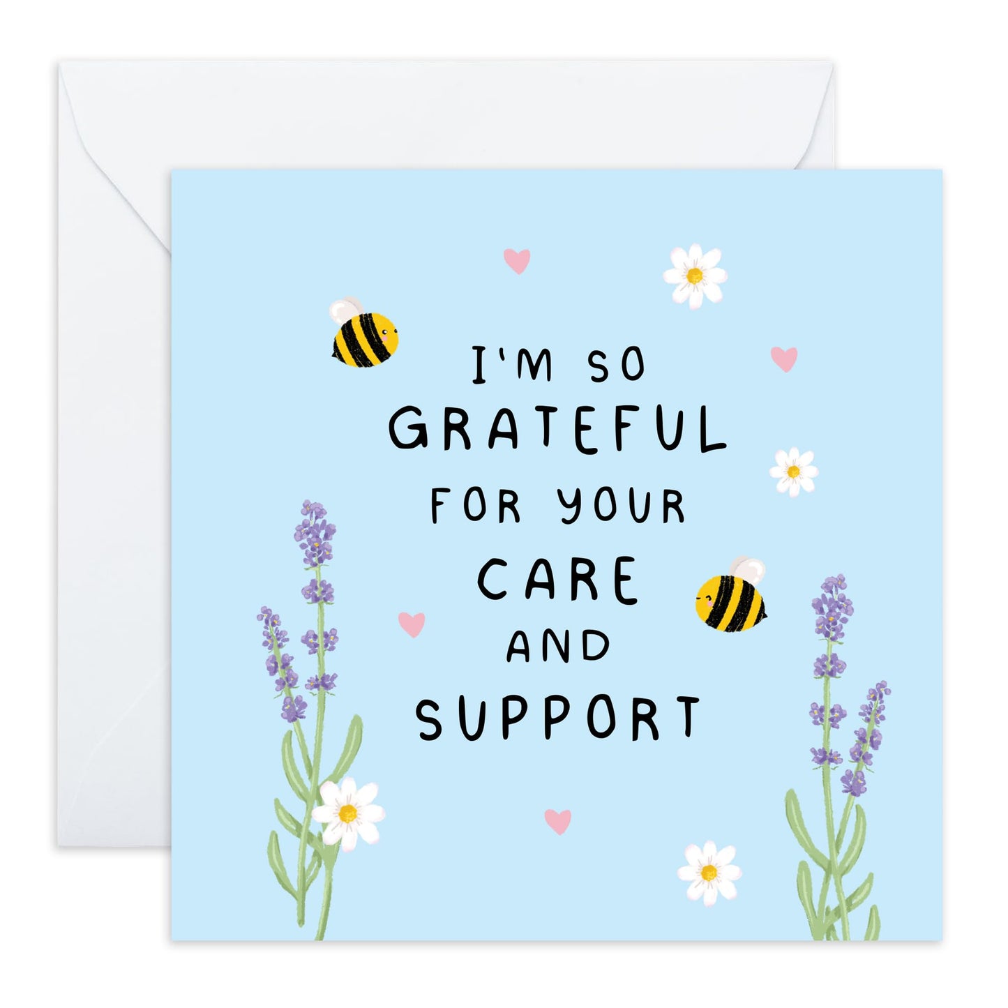 Thank You Greeting Card - 'Grateful' - Saying Thanks Gift to Mum, Dad, Friends, BFF, Sister, Uncle, Auntie, Colleagues, Co-Workers, Him, Her, Cousin, Family - Bees - Comes with Fun Stickers